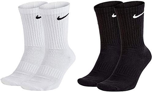 NIKE 4 Paar Herren Damen Socken Lang SX4508 weiß oder schwarz, Größe:42-46, Sockenpakete:2 Paar weiss 2 Paar schwarz von NIKE