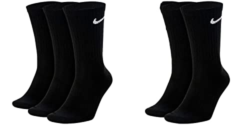 NIKE 5 Paar Everyday Lightweight Crew SX7676 Tennis Socke weiß schwarz grau, Farbe:Schwarz, Größe:34-38 von NIKE