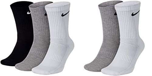 Nike 5 Paar Socken Herren Damen Unisex Season 2021/22 Sport Socks Größe 34 36 38 40 42 44 46 48 50, Farbe:weiß grau schwarz, Größe:34-38 von Nike
