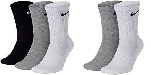 Nike 5 Paar Socken Herren Damen Unisex Season 2021/22 Sport Socks Größe 34 36 38 40 42 44 46 48 50, Farbe:weiß grau schwarz, Größe:38-42 von Nike