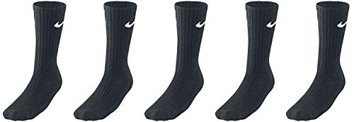 Nike 5 Paar Socken Lang Herren Damen Weiß Schwarz Tennissocken Sportsocken Sparset SX7664 Größe 34 36 38 40 42 44 46 48 50, Farbe:Schwarz, Größe:46-50 von Nike