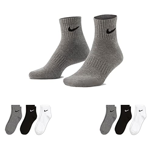 Nike 6-18 Paar Socken Damen Herren Weiß Schwarz Kurz Sportsocken Größe 34 36 38 40 42 44 46 48 50 Sparset SX7677, Größe:34-38, Sockenfarbe:2 Paar weiss - 2 Paar grau - 2 Paar schwarz von Nike