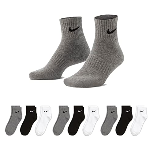 Nike 6-18 Paar Socken Damen Herren Weiß Schwarz Kurz Sportsocken Größe 34 36 38 40 42 44 46 48 50 Sparset SX7677, Größe:34-38, Sockenfarbe:3 Paar weiss - 3 Paar grau - 3 Paar schwarz von Nike