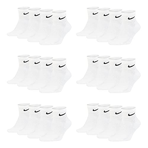 Nike 6-18 Paar Socken Damen Herren Weiß Schwarz Kurz Sportsocken Größe 34 36 38 40 42 44 46 48 50 Sparset SX7677, Größe:38-42, Sockenfarbe:12 Paar weiss von Nike