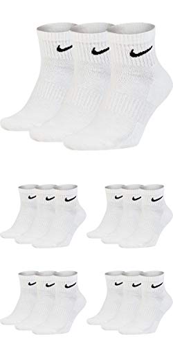 Nike 6-18 Paar Socken Damen Herren Weiß Schwarz Kurz Sportsocken Größe 34 36 38 40 42 44 46 48 50 Sparset SX7677, Größe:42-46, Sockenfarbe:15 Paar weiss von Nike