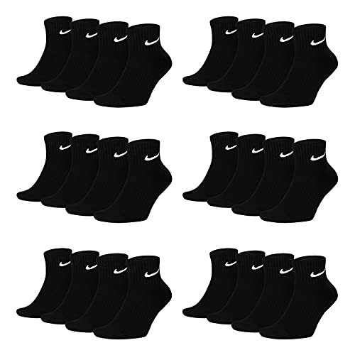 Nike 6-18 Paar Socken Damen Herren Weiß Schwarz Kurz Sportsocken Größe 34 36 38 40 42 44 46 48 50 Sparset SX7677, Größe:46-50, Sockenfarbe:12 Paar schwarz von Nike