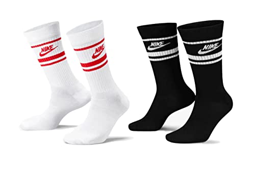 Nike 6 Paar Everyday Essential Tennissocken Socken Sportsocken Unisex DX5089, Farbe:Schwarz -Weiss/Weiss/Rot, Socken Neu:34-38 von Nike