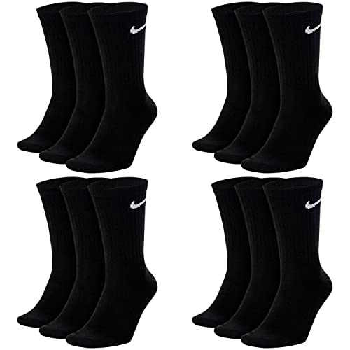 Nike 6 Paar Everyday Lightweight Crew SX7676 Tennis Socke weiß schwarz grau, Farbe:Schwarz, Größe:38-42 von Nike