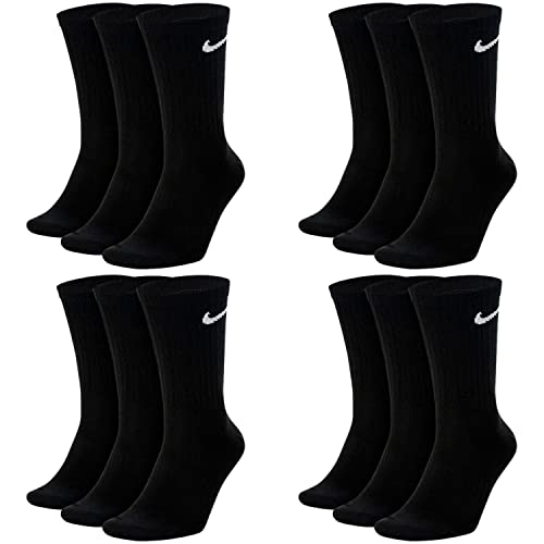 Nike 6 Paar Everyday Lightweight Crew SX7676 Tennis Socke weiß schwarz grau, Farbe:Schwarz, Größe:42-46 von Nike