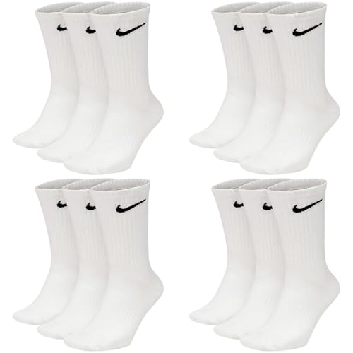 Nike 6 Paar Everyday Lightweight Crew SX7676 Tennis Socke weiß schwarz grau, Farbe:weiß, Größe:38-42 von NIKE