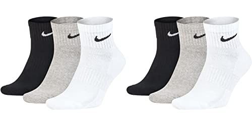 Nike 6 Paar Herren Damen Kurze Socke Knöchelhoch Weiß Grau Schwarz SX7667, Farbe:weiß grau schwarz, Größe:34-38 von Nike