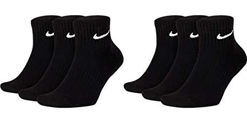 Nike 6 Paar Herren Damen Kurze Socke Knöchelhoch Weiß Schwarz Sparset SX7667 Everyday Cotton Cushioned Ankle Sportsocken Größe 34 36 38 40 42 44 46 48 50, Farbe:Schwarz, Sockengröße:34-38 von Nike