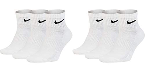 Nike 6 Paar Herren Damen Kurze Socke Knöchelhoch Weiß Schwarz Sparset SX7667 Everyday Cotton Cushioned Ankle Sportsocken Größe 34 36 38 40 42 44 46 48 50, Farbe:weiß, Sockengröße:38-42 von Nike