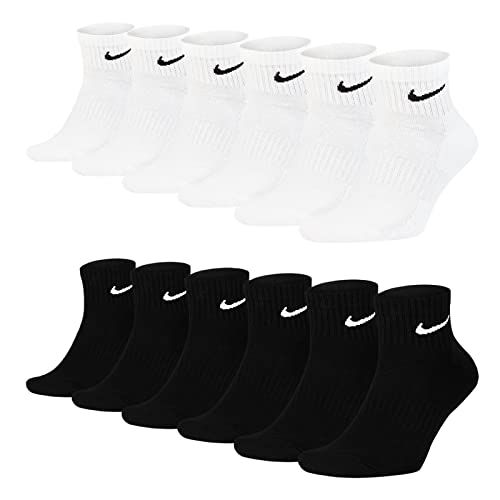 Nike 6 Paar Herren Damen Kurze Socke Knöchelhoch Weiß Schwarz Sparset SX7667 Everyday Cotton Cushioned Ankle Sportsocken Größe 34 36 38 40 42 44 46 48 50, Farbe:weiß schwarz, Sockengröße:34-38 von Nike