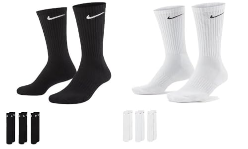 Nike 6 Paar Herren Damen Socken SX4508 weiß oder schwarz oder weiß grau schwarz, Farbe:Schwarz, Sockengröße:38-42 von Nike