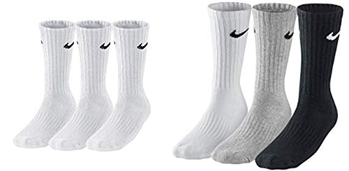 Nike 6 Paar Herren Damen Socken SX4508, weiß oder schwarz oder weiß grau schwarz, Unisex - Erwachsene, 42-46 EU von Nike