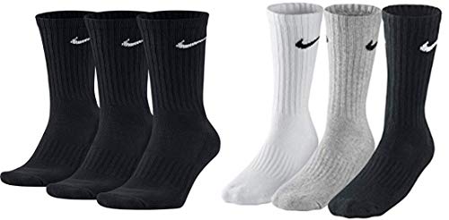 Nike 6 Paar Herren Damen Socken SX4508, schwarz/weiß/grau, Größe 46-50 von Nike