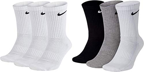 Nike 6 Paar Socken Herren Damen Weiß Grau Schwarz Tennissocken Sparset SX7664, Farbe:weiß weiß/grau/schwarz, Größe:34-38 von Nike