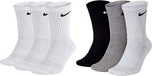 Nike 6 Paar Socken Herren Damen Weiß Grau Schwarz Tennissocken Sparset SX7664, Farbe:weiß weiß/grau/schwarz, Größe:42-46 von NIKE