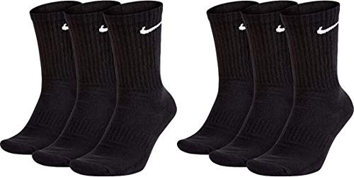 Nike 6 Paar Socken Herren Damen Weiß Grau Schwarz Tennissocken Sportsocken Sparset SX7664 Größe 34 36 38 40 42 44 46 48 50, Farbe:Schwarz, Größe:42-46 von Nike