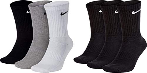 Nike 6 Paar Socken Herren Damen Weiß Grau Schwarz Tennissocken Sparset SX7664, Farbe:schwarz weiß/grau/schwarz, Größe:34-38 von Nike