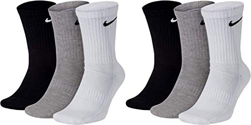 Nike 6 Paar Socken Herren Damen Weiß Grau Schwarz Tennissocken Sparset SX7664, Farbe:weiß grau schwarz, Größe:34-38 von Nike