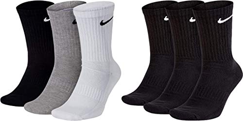 Nike 6 Paar Socken Herren Damen Weiß Grau Schwarz Tennissocken Sparset SX7664, Farbe:schwarz weiß/grau/schwarz, Größe:42-46 von Nike