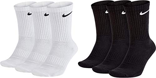 Nike 6 Paar Socken Herren Damen Weiß Grau Schwarz Tennissocken Sportsocken Sparset SX7664 Größe 34 36 38 40 42 44 46 48 50, Größe:46-50, Farbe:weiß schwarz von Nike