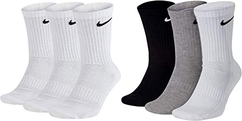 Nike 6 Paar Socken Herren Damen Weiß Grau Schwarz Tennissocken Sparset SX7664, Farbe:weiß grau schwarz, Größe:38-42 von Nike