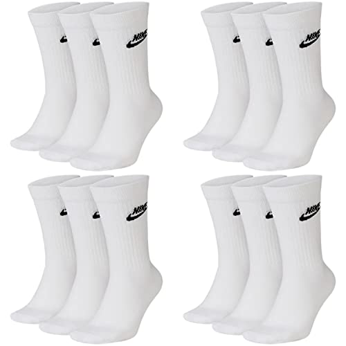 Nike DX5025-6 Paar Sportsocken - weiss/schwarz/Multicolor - Sportswear Everyday Essential CREW Socken 34/38/42/46/50 - Damen, Herren, Unisex, Farbe:weiß, Größe:38-42 von Nike