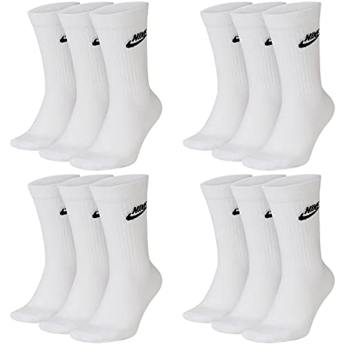 Nike DX5025-6 Paar Sportsocken - weiss/schwarz/Multicolor - Sportswear Everyday Essential CREW Socken 34/38/42/46/50 - Damen, Herren, Unisex, Farbe:weiß, Größe:46-50 von Nike
