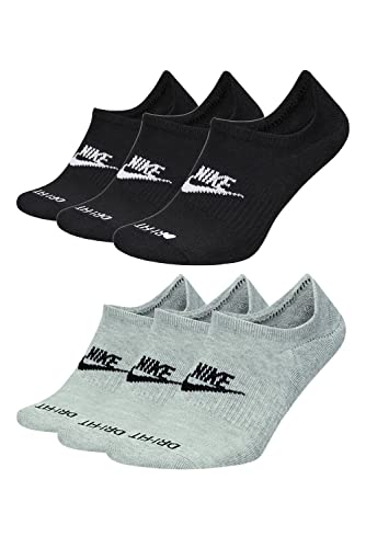 Nike 6 Paar Sportswear Everyday Essential Footie Sneakersocken Invisibel DN3314, Farbe:1x grau / 1x schwarz, Socken Neu:34-38 von Nike