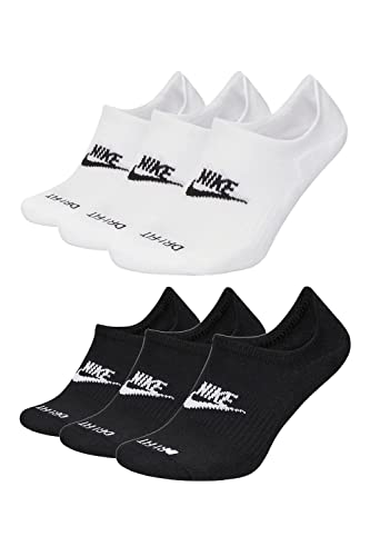 Nike 6 Paar Sportswear Everyday Essential Footie Sneakersocken Invisibel DN3314, Farbe:1x schwarz / 1x weiss, Socken Neu:46-50 von Nike