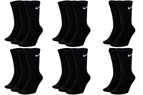 Nike 8 Paar Everyday Lightweight Crew SX7676 Tennis Socke weiß schwarz grau, Farbe:Schwarz, Größe:34-38 von Nike