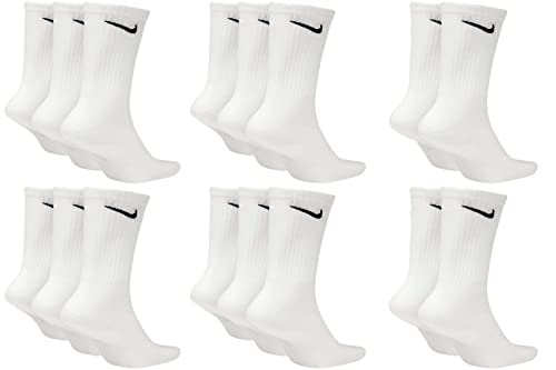 Nike 8 Paar Everyday Lightweight Crew SX7676 Tennis Socke weiß schwarz grau, Farbe:weiß, Größe:42-46 von Nike