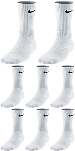 Nike 8 Paar Herren Damen Socken Lang Weiß oder Schwarz oder Weiß Grau Schwarz Set Paket Bundle, Farbe:weiß, Größe:46-50 von Nike