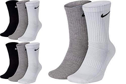 Nike 8 Paar Herren Damen Socken Lang Weiß oder Schwarz oder Weiß Grau Schwarz Set Paket Bundle, Größe:38-42, Farbe:weiß grau schwarz von Nike