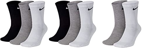 Nike 8 Paar Socken Herren Damen Unisex Season 2021/22 Sport Socks Größe 34 36 38 40 42 44 46 48 50, Farbe:weiß grau schwarz, Größe:38-42 von Nike