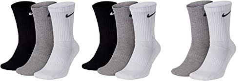 Nike 8 Paar Socken Herren Damen Unisex Season 2021/22 Sport Socks Größe 34 36 38 40 42 44 46 48 50, Farbe:weiß grau schwarz, Größe:46-50 von Nike