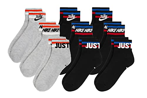 Nike 9 Paar Everyday Essential Prime Ankle Sneakersocken Socken Quarter Unisex DX5080, Farbe:2x schwarz / 1x grau, Socken Neu:46-50 von Nike