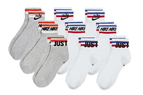 Nike 9 Paar Everyday Essential Ankle Sneakersocken Socken Quarter Unisex DX5080, Farbe:2x weiss / 1x grau, Socken Neu:46-50 von Nike