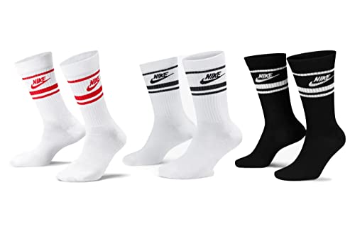 Nike 9 Paar Everyday Essential Tennissocken Socken Sportsocken Unisex DX5089 Prime, Farbe:1x Weiss - Schwarz / 1x Weiss - Rot / 1x Schwarz - Weiss, Socken Neu:38-42 von Nike