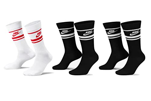 Nike 9 Paar Everyday Essential Tennissocken Socken Sportsocken Unisex DX5089 Prime, Farbe:2x Schwarz - Weiss/Weiss -Rot, Socken Neu:34-38 von Nike