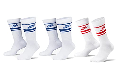 Nike 9 Paar Everyday Essential Tennissocken Socken Sportsocken Unisex DX5089 Prime, Farbe:2x Weiss - Blau / 1x Weiss - Rot, Socken Neu:46-50 von Nike