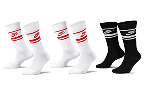 Nike 9 Paar Everyday Essential Tennissocken Socken Sportsocken Unisex DX5089 Prime, Farbe:2x Weiss - Rot / 1x Schwarz - Weiss, Socken Neu:42-46 von Nike