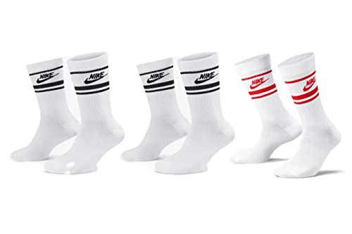 Nike 9 Paar Everyday Essential Tennissocken Socken Sportsocken Unisex DX5089 Prime, Farbe:2x Weiss - Schwarz / 1x Weiss - Rot, Socken Neu:34-38 von Nike