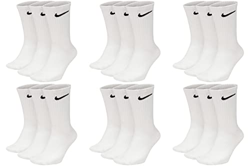 Nike 9 Paar Everyday Lightweight Crew SX7676 Tennis Socke weiß schwarz grau, Farbe:weiß, Größe:34-38 von Nike