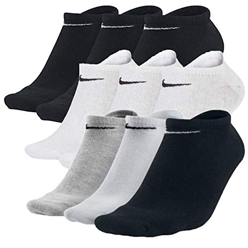 Nike 9 Paar Everyday Sneaker Socken Weiß Grau Schwarz Unisex Füßling SX7678, Farbe:schwarz/bunt/weiss, Socken Neu:34-38 von Nike