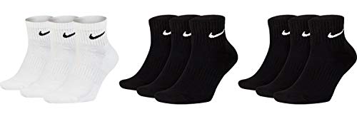 Nike 9 Paar Herren Damen Kurze Socke Knöchelhoch Weiß Grau Schwarz Sparset SX7667 Sportsocken Größe 34 36 38 40 42 44 46 48 50, Farbe:weiß/schwarz/schwarz, Größe:38-42 von Nike