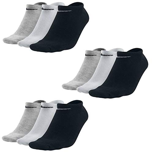 Nike 9 Paar Sneaker Socken No Show Füßlinge schwarz/weiß/Mehrfarbig, Farbe:schwarz - weiß - grau, Bekleidungsgröße:XL von Nike